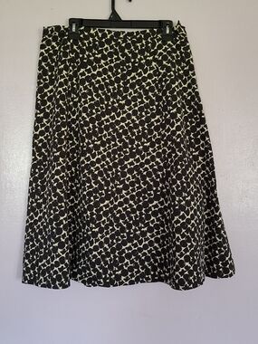 Talbots Black and Cream Printed A-Line Skirt